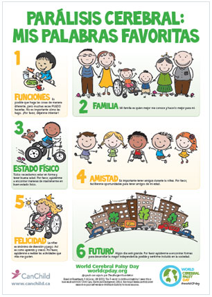 Spanish typeset flyer for World Cerebral Palsy Day poster